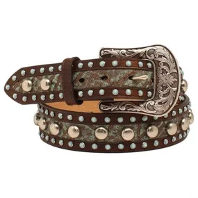 1 1/2'' Turquoise Embossed Nailhead Belt