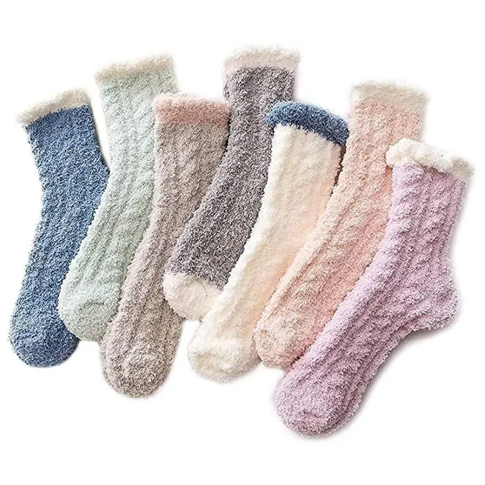 4 Pairs Women Warm Soft Fluffy Slipper Socks Cozy Sleeping Socks