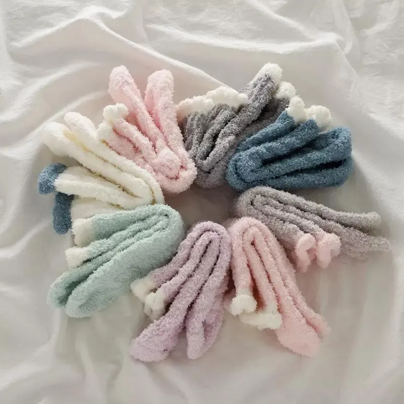 4 Pairs Women Warm Soft Fluffy Slipper Socks Cozy Sleeping Socks