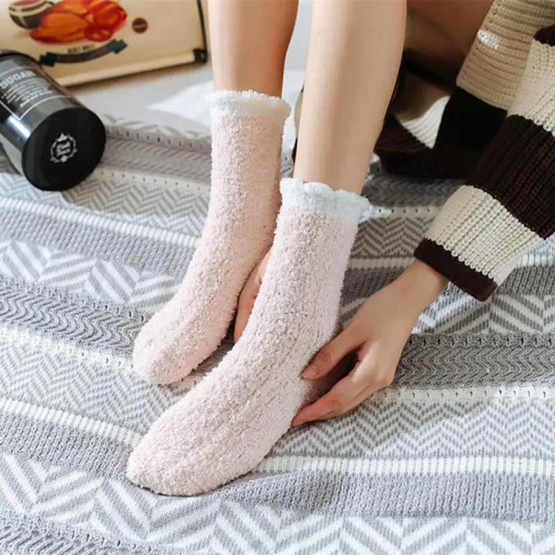 4 Pairs Women Warm Soft Fluffy Slipper Socks Cozy Sleeping Socks