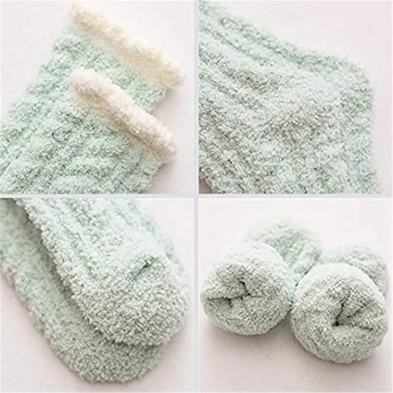 4 Pairs Women Warm Soft Fluffy Slipper Socks Cozy Sleeping Socks