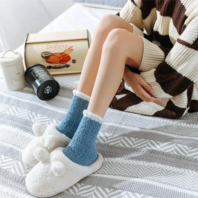 4 Pairs Women Warm Soft Fluffy Slipper Socks Cozy Sleeping Socks