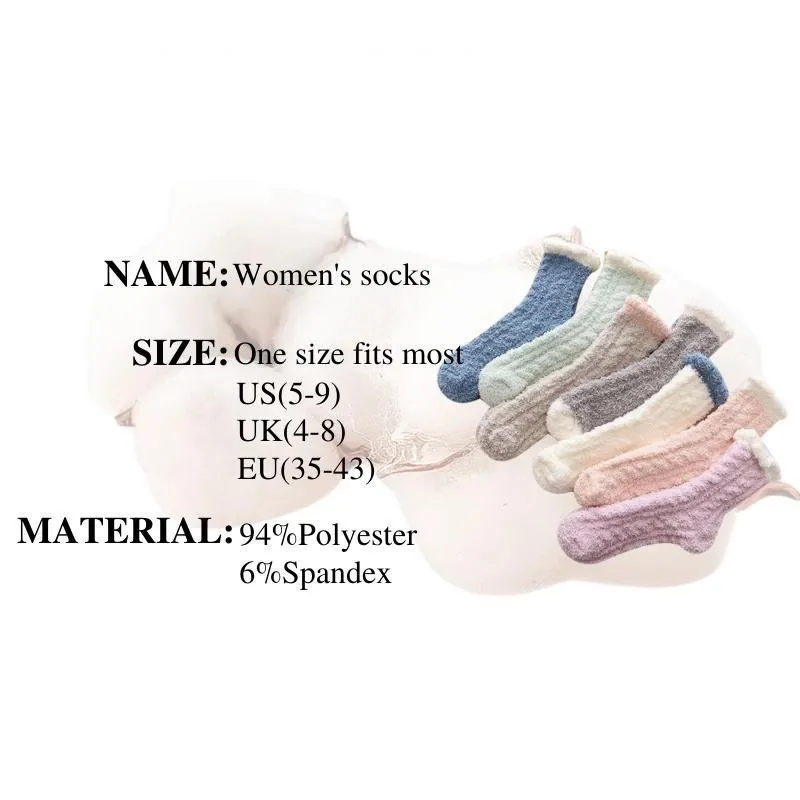 4 Pairs Women Warm Soft Fluffy Slipper Socks Cozy Sleeping Socks