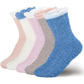 5-Pack Soft Winter Plush Slipper Socks - Cozy Comfort