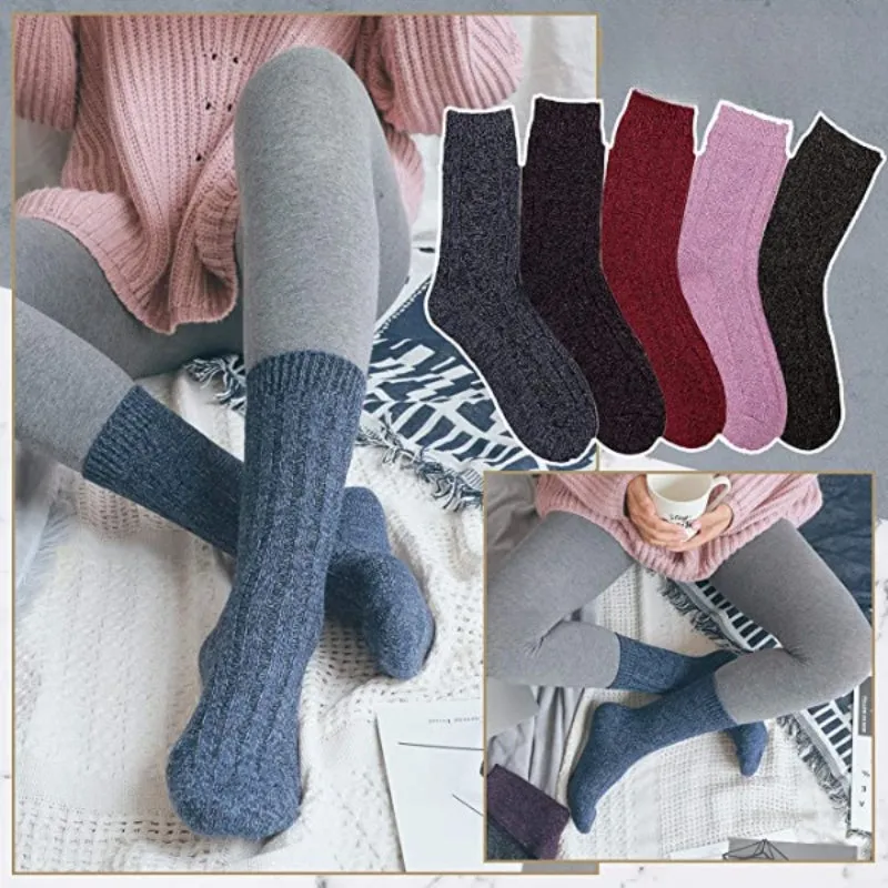 5-Pack Soft Wool Hiking Socks For Women