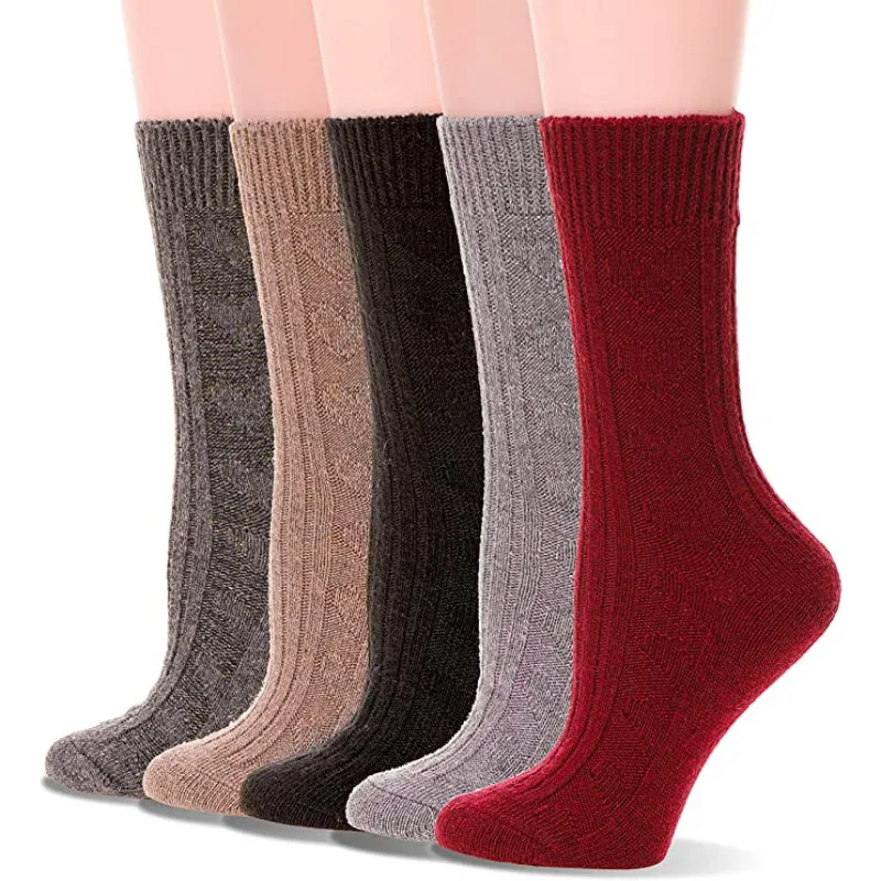 5-Pack Soft Wool Hiking Socks For Women