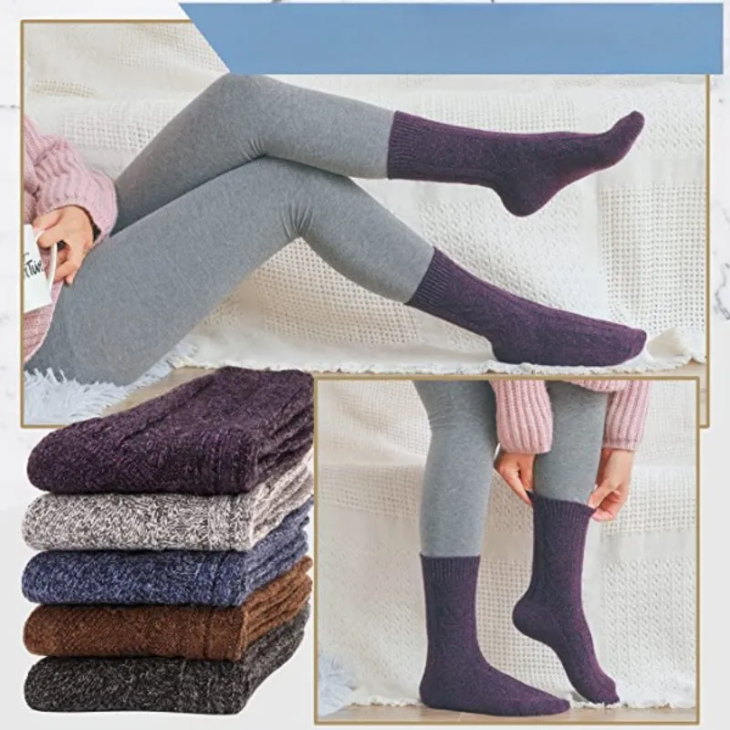 5-Pack Soft Wool Hiking Socks For Women