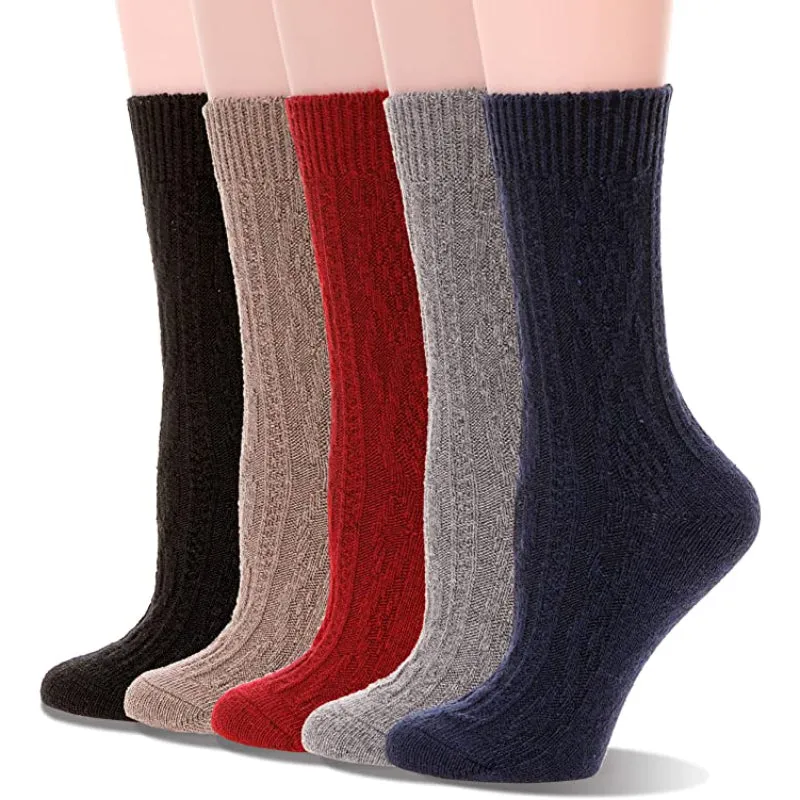 5-Pack Soft Wool Hiking Socks For Women