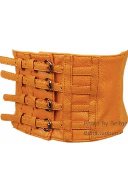 American four-breasted lychee pattern thick PU leather Belt