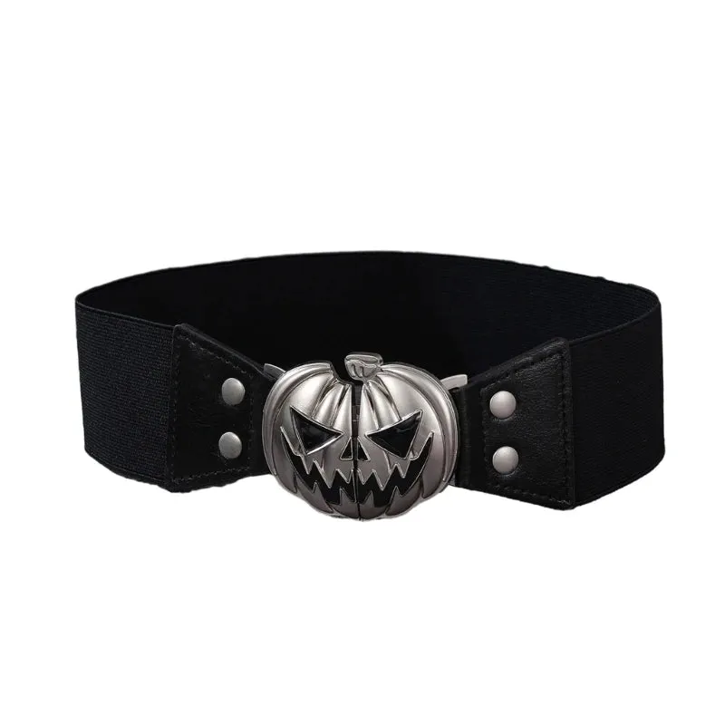 Black PU Goth Pumpkin Waist Belt