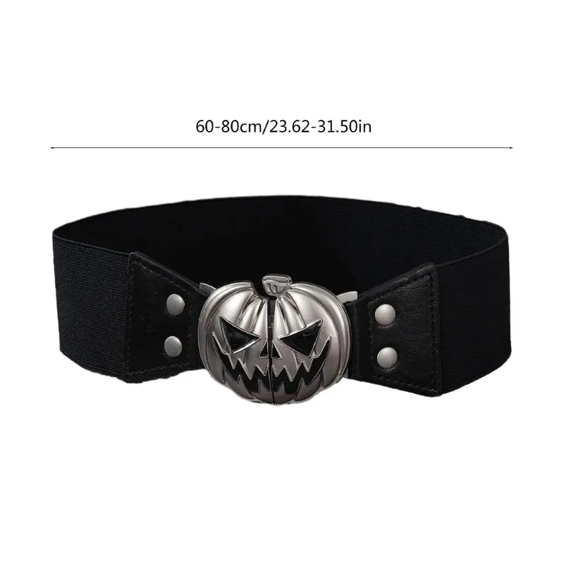 Black PU Goth Pumpkin Waist Belt