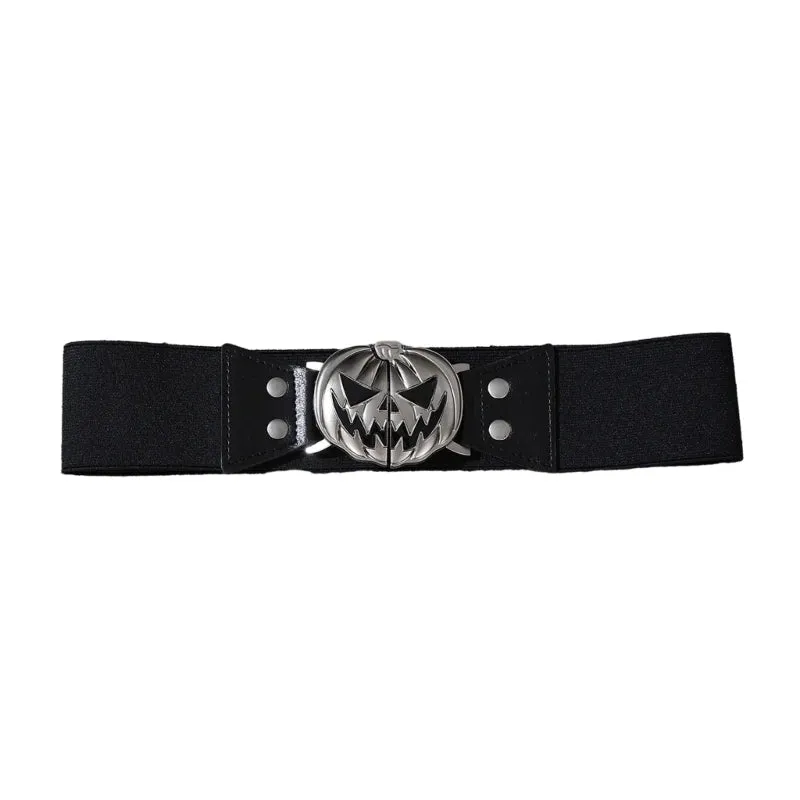 Black PU Goth Pumpkin Waist Belt