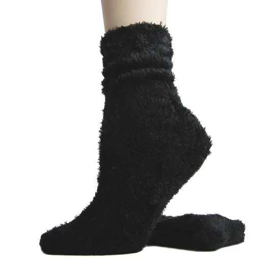 Black Soft And Fuzzy Socks (Women's)