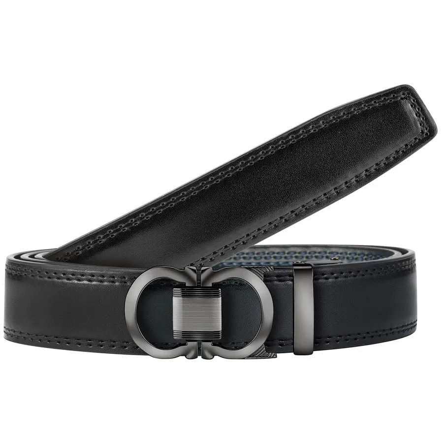 Boys Black Leather Track Belt #8