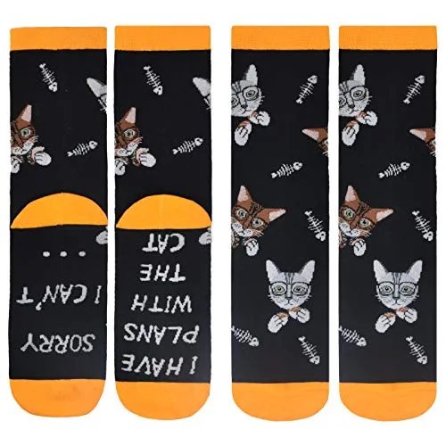 Cat Lovers Funny Novelty Super Soft Socks, 3 Pairs