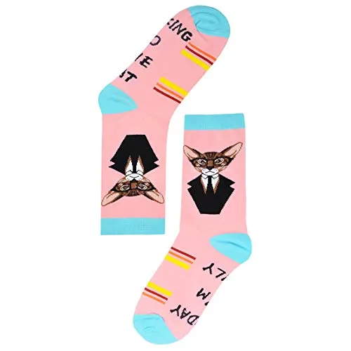 Cat Lovers Funny Novelty Super Soft Socks, 3 Pairs