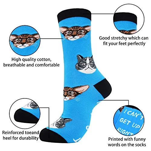 Cat Lovers Funny Novelty Super Soft Socks, 3 Pairs