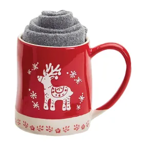 Christmas Mug with Soft Socks - Red