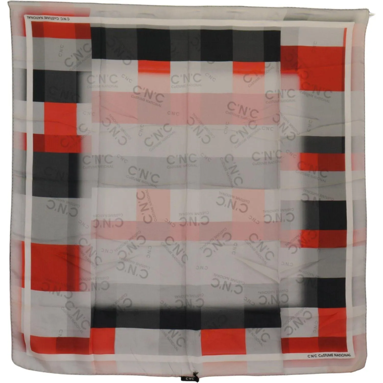 Costume National Elegant Silk Scarf in Gray Red Checkered