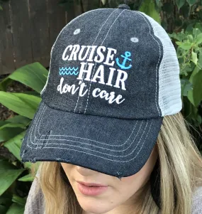 Cruise Hair Don't Care Distressed Trucker Hat