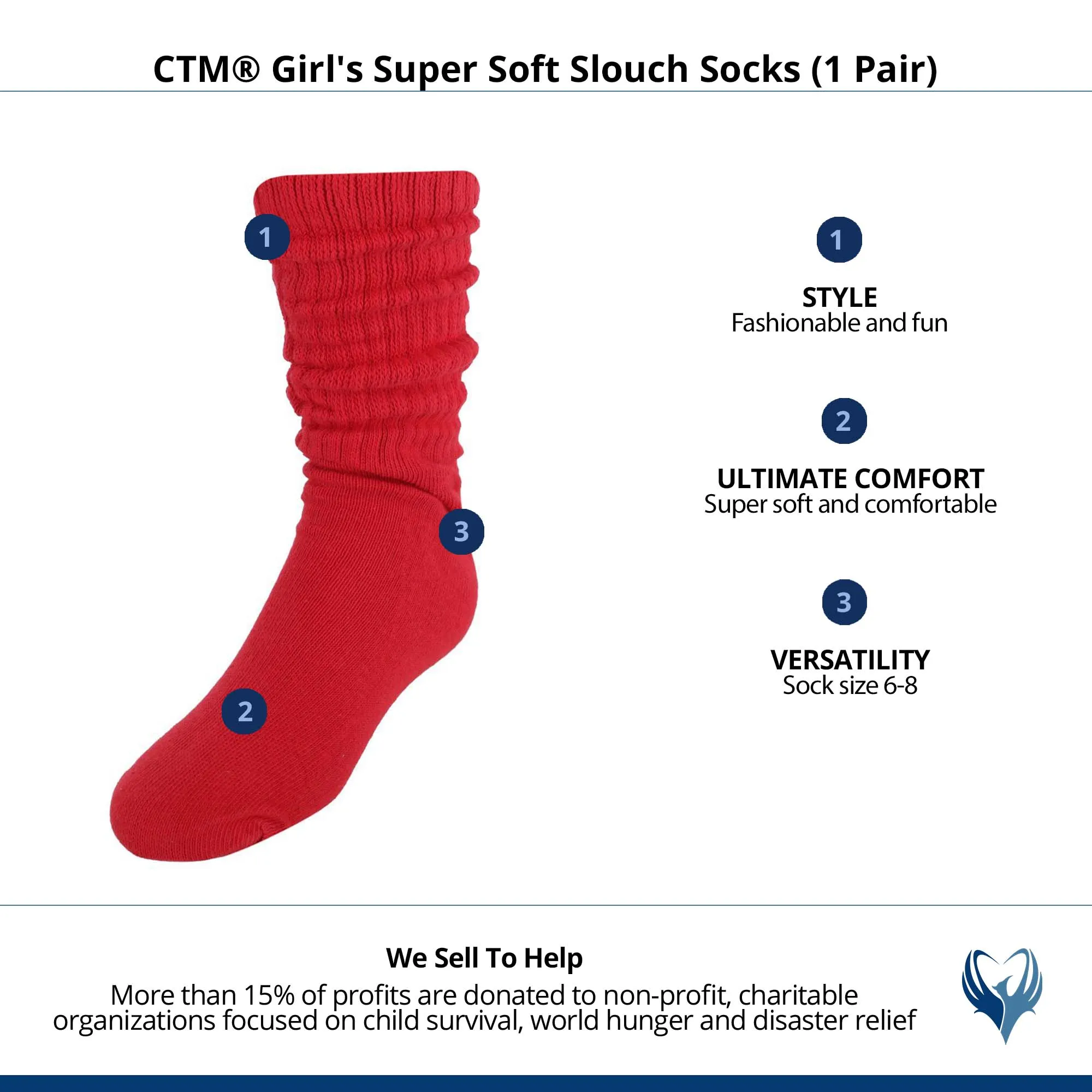 CTM® Girl's Super Soft Slouch Socks (1 Pair)