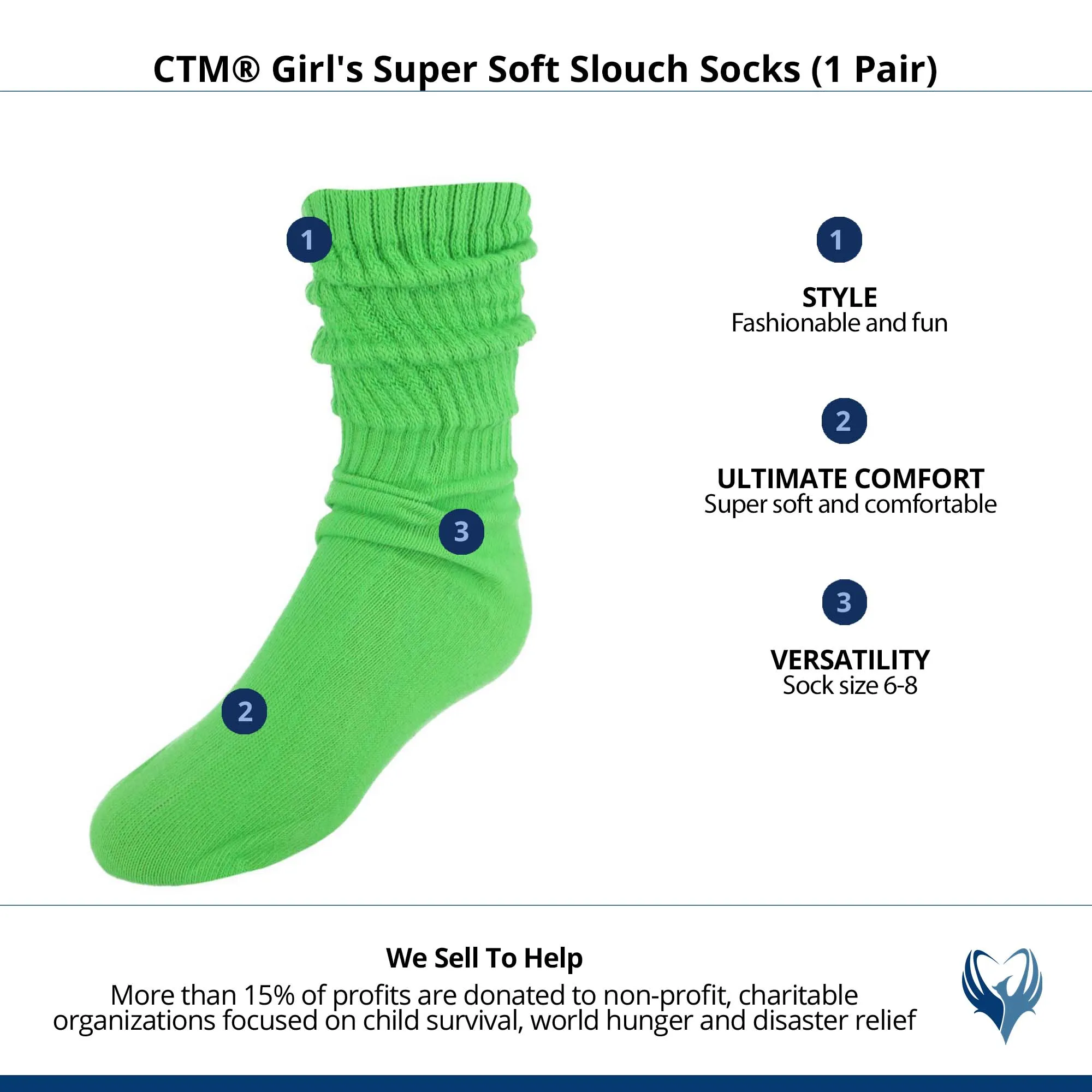 CTM® Girl's Super Soft Slouch Socks (1 Pair)