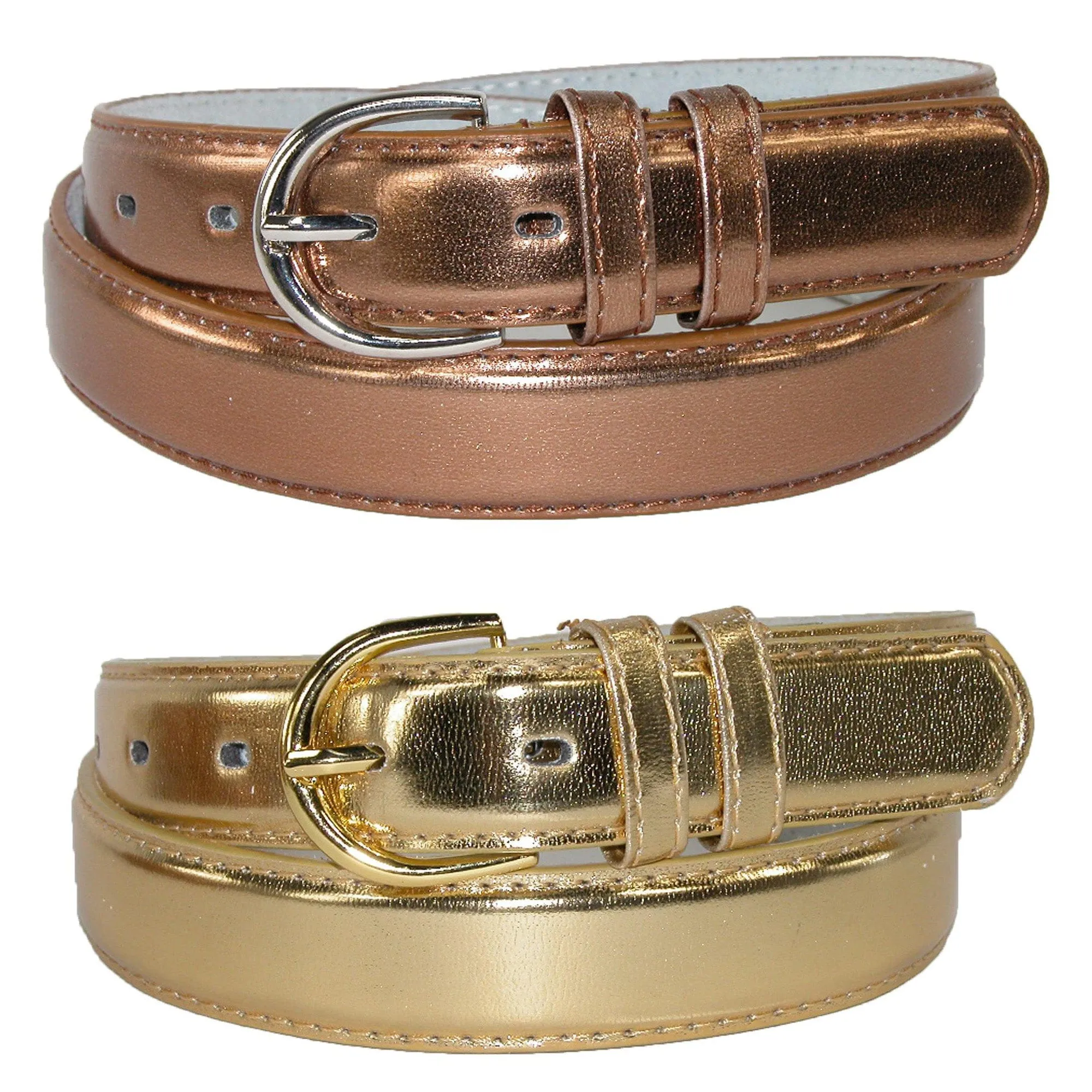 CTM® Women's Leather Metallic Dress Belt (Pack of 2 Colors)