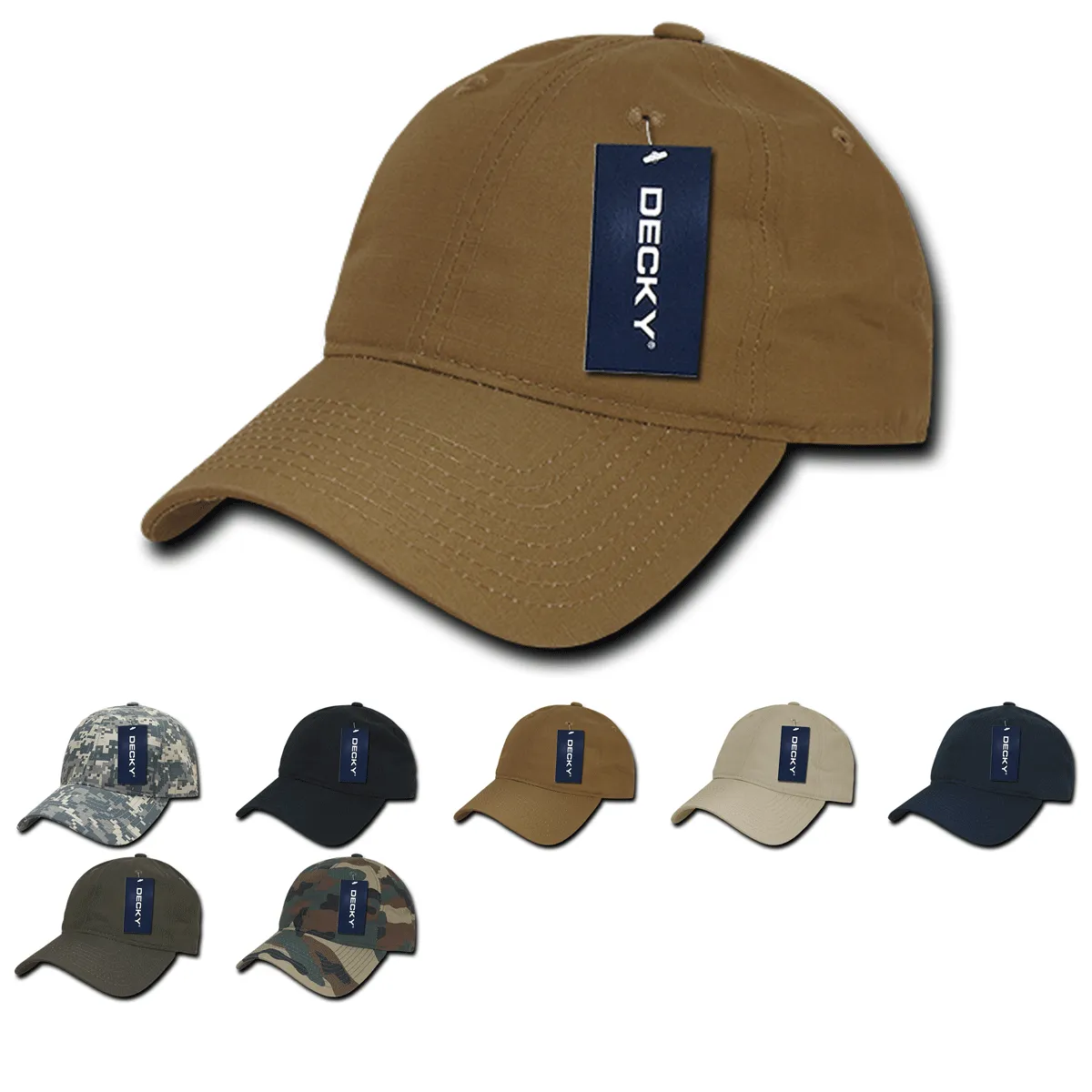 Decky 239 - 6 Panel Low Profile Relaxed Ripstop Dad Hat - CASE Pricing