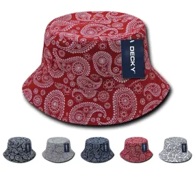 Decky 459 - Relaxed Paisley Bucket Hat, Bandana Pattern Bucket Cap