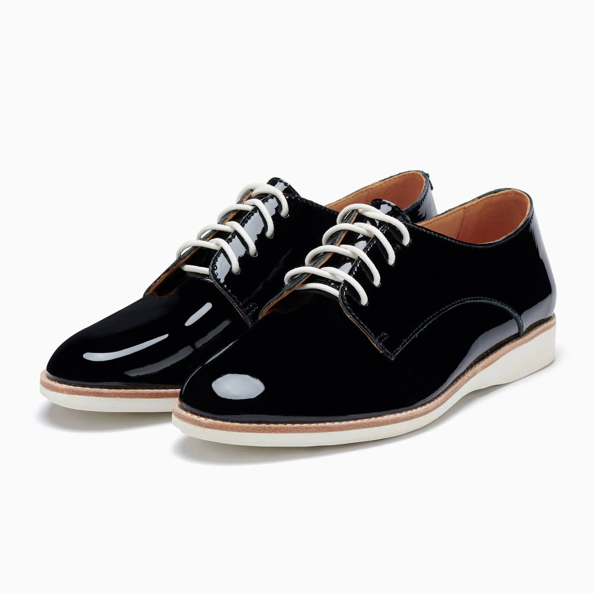 Derby Super Soft Black Patent Crinkle Leather