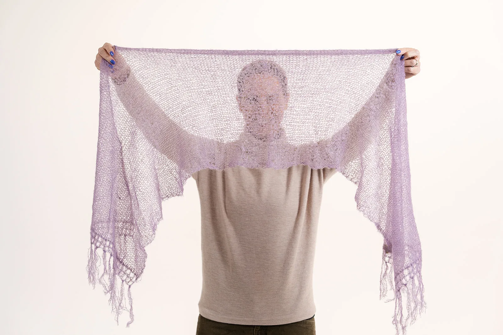 Extra Fine Mohair Scarf with Tassels - Mauve