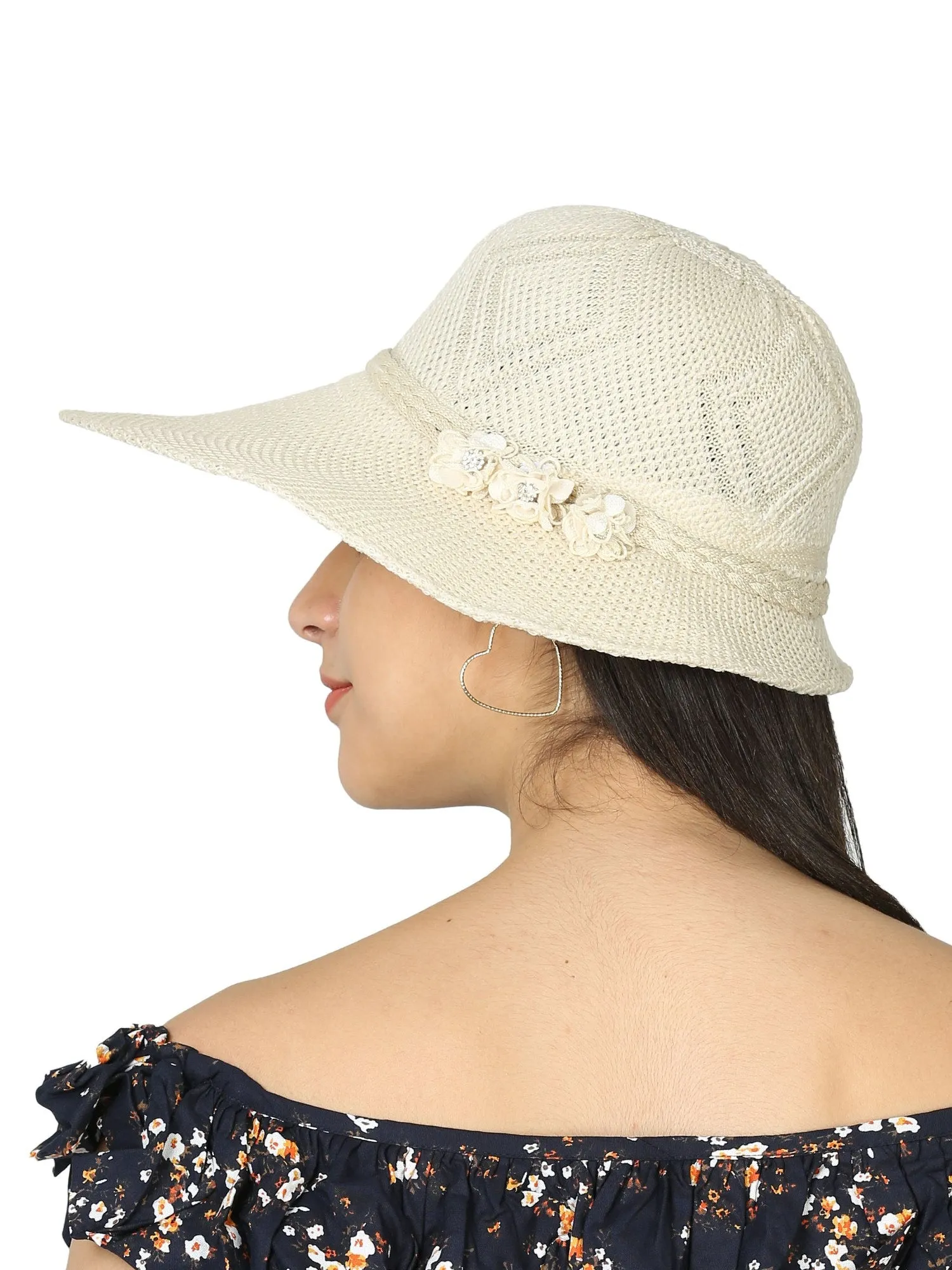 FabSeasons Long Brim Beach and Sun Hat / caps for Women & Girls