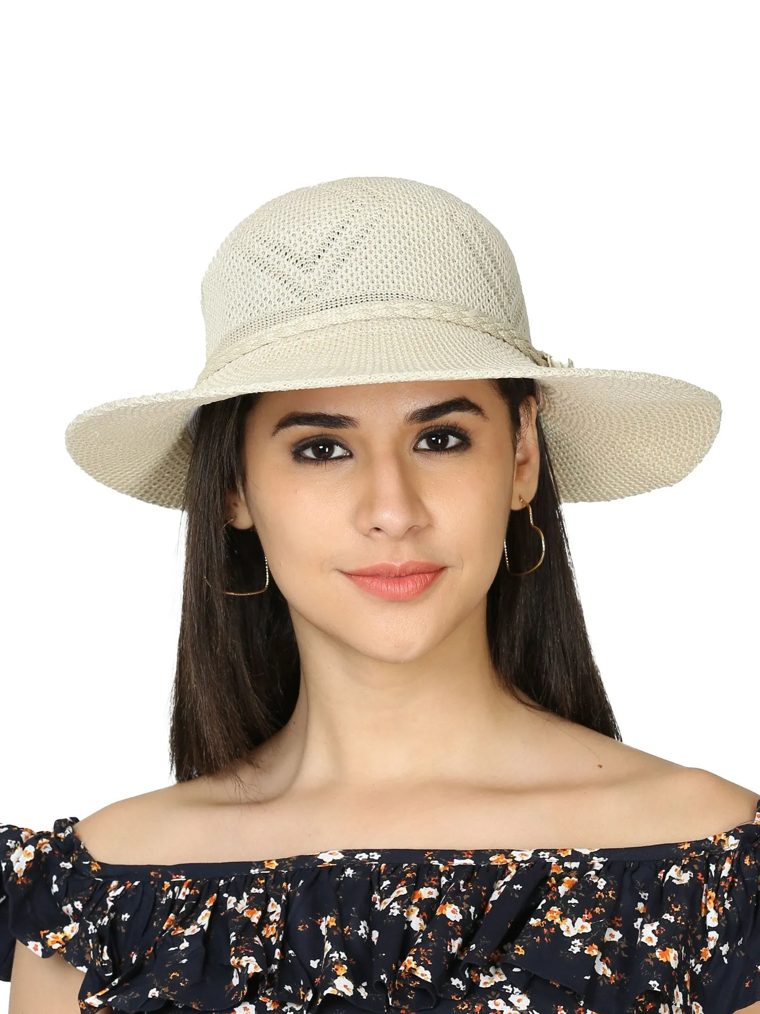 FabSeasons Long Brim Beach and Sun Hat / caps for Women & Girls