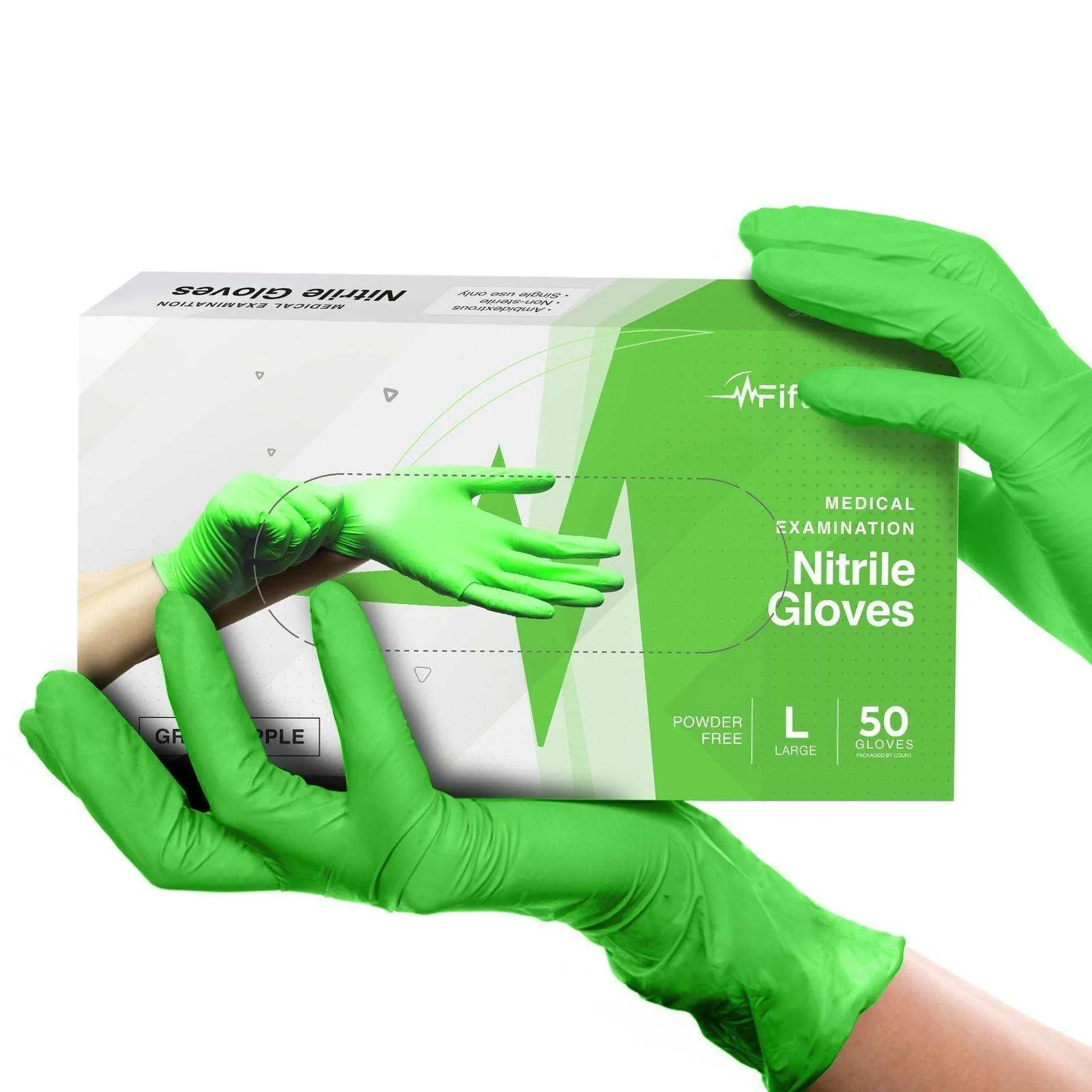 FifthPulse Green Disposable Nitrile Gloves