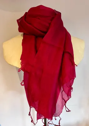 Fine Quality Silk Scarf | Ruby Red