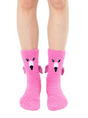 Flamingo Crew Slipper Socks Soft and Fuzzy Women's *