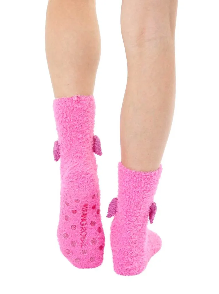 Flamingo Crew Slipper Socks Soft and Fuzzy Women's *