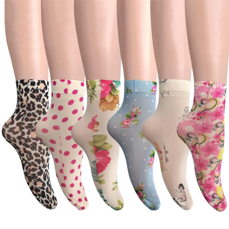 Flower Butterfly Pattern Print Soft Ankle Socks