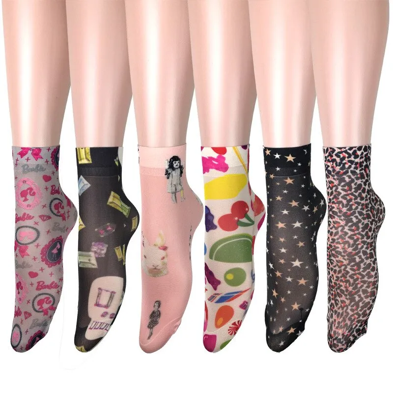 Flower Butterfly Pattern Print Soft Ankle Socks