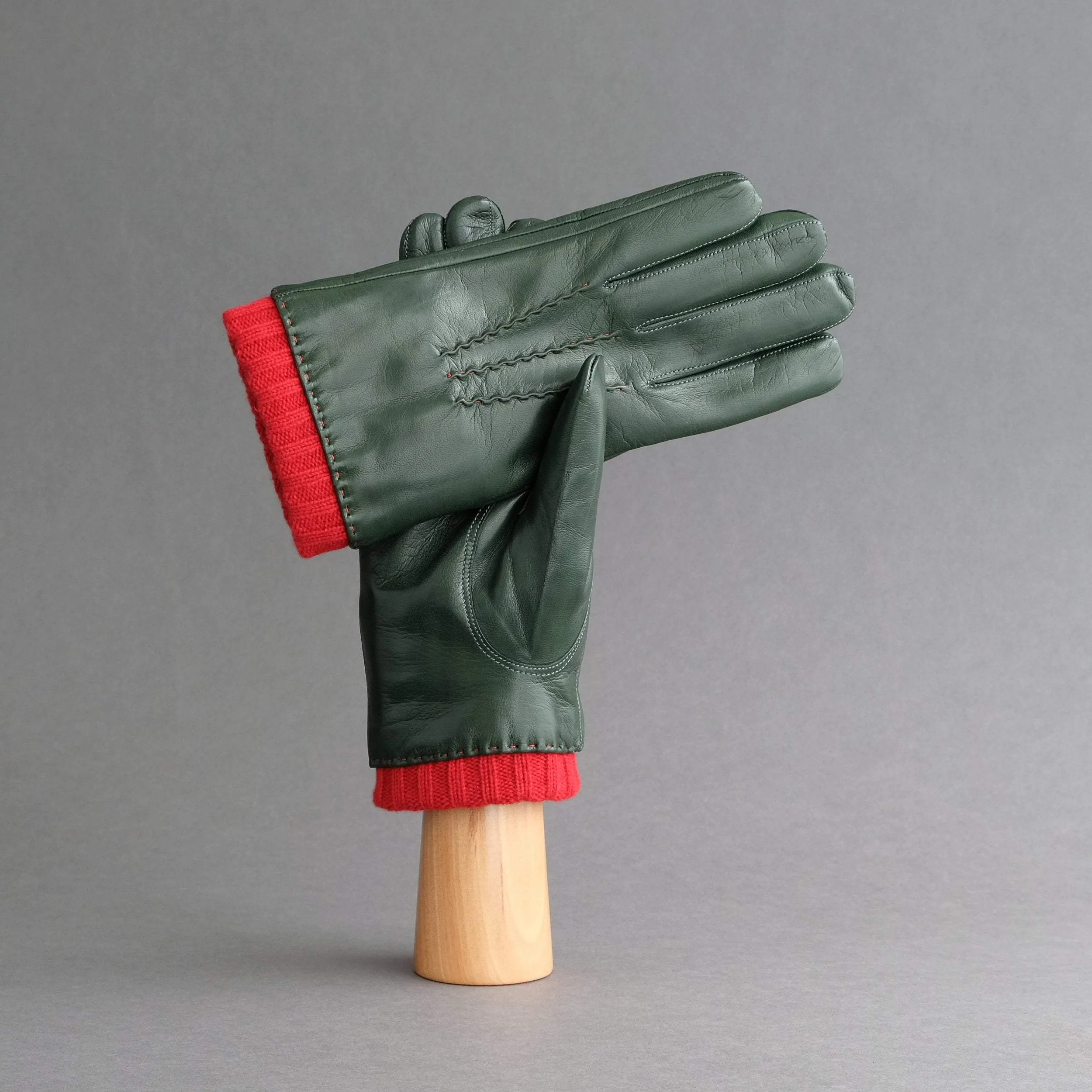 Gentlemen's Gloves from Green Loden Hair Sheep Nappa Lined With Cashmere