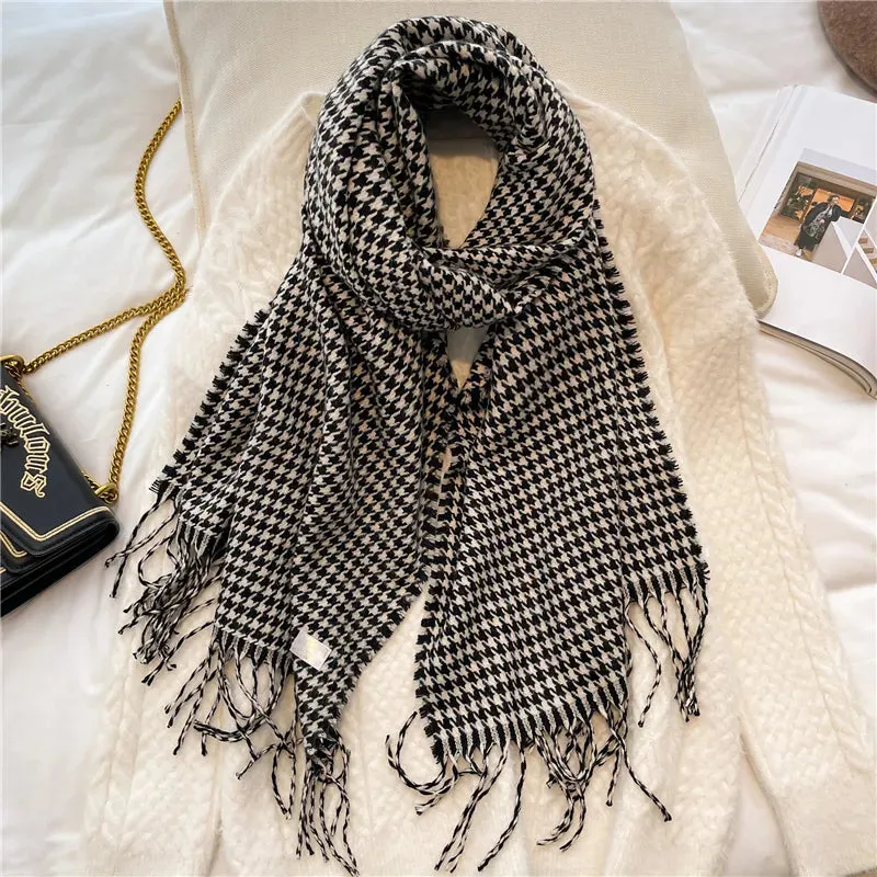 Houndstooth Cashmere Blanket Scarf