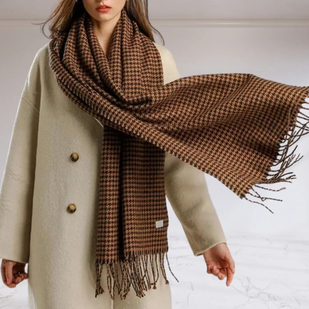 Houndstooth Cashmere Blanket Scarf