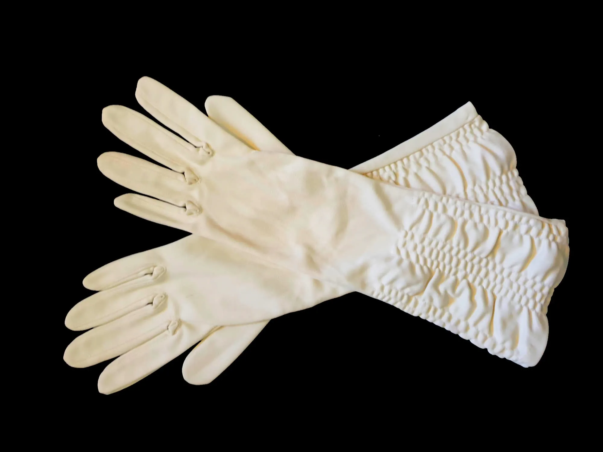 Ivory Gathered Gloves