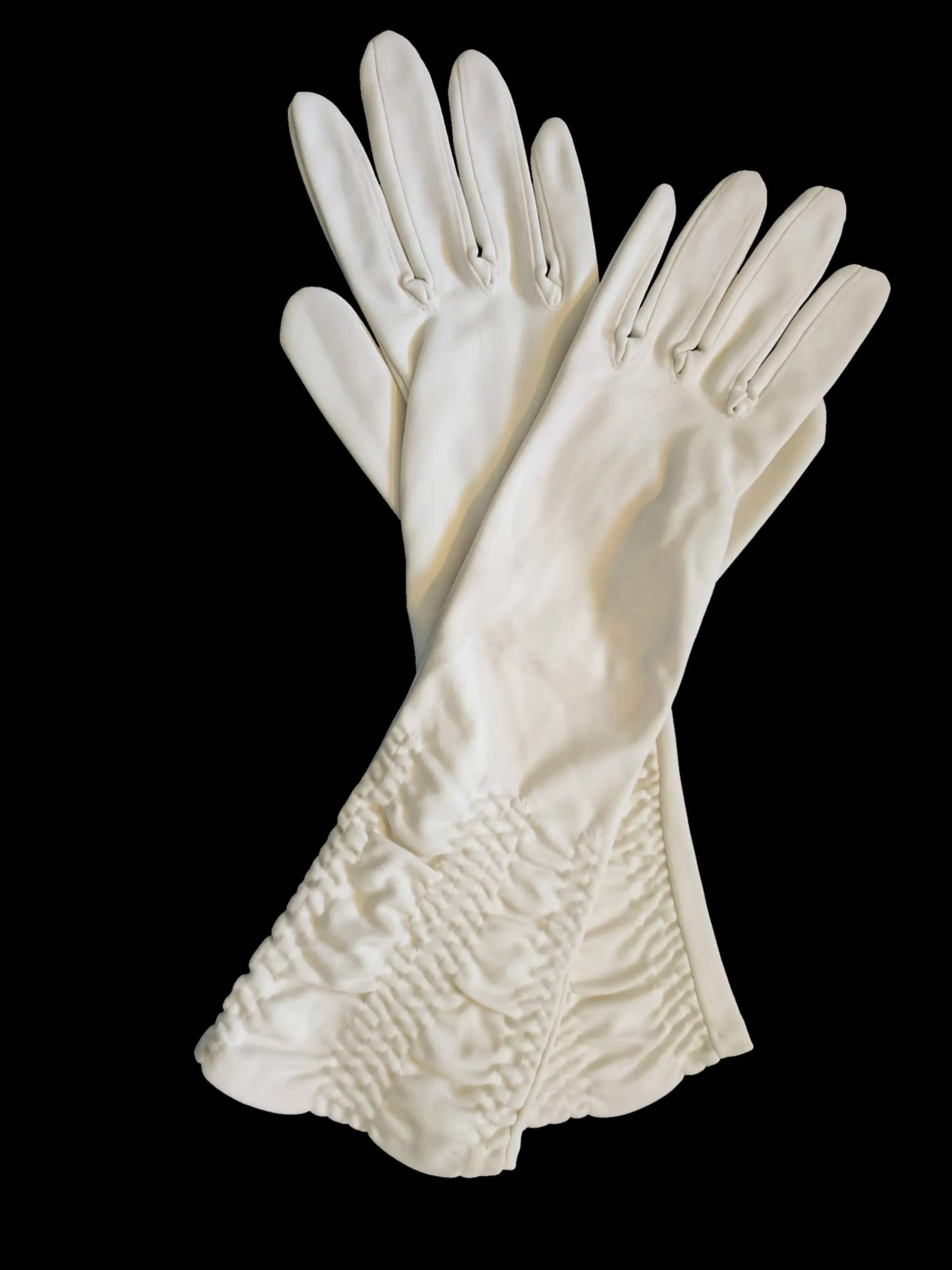 Ivory Gathered Gloves