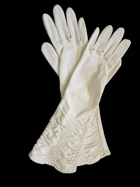 Ivory Gathered Gloves