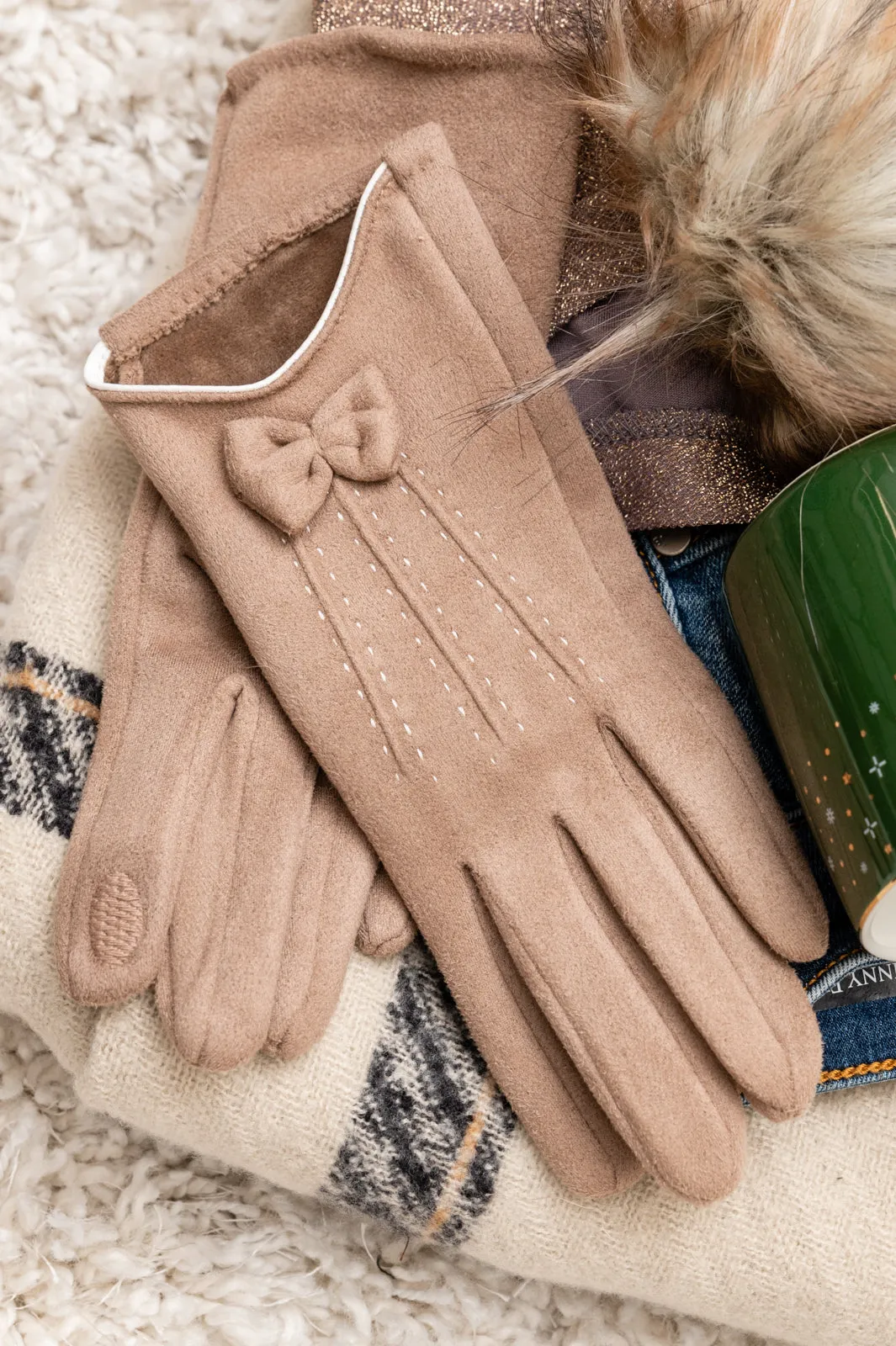 Keepin' Warm Beige Wool Gloves