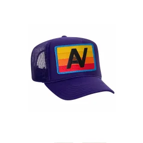 Kids Logo Rainbow Vintage Foam Trucker Hat (Purple)