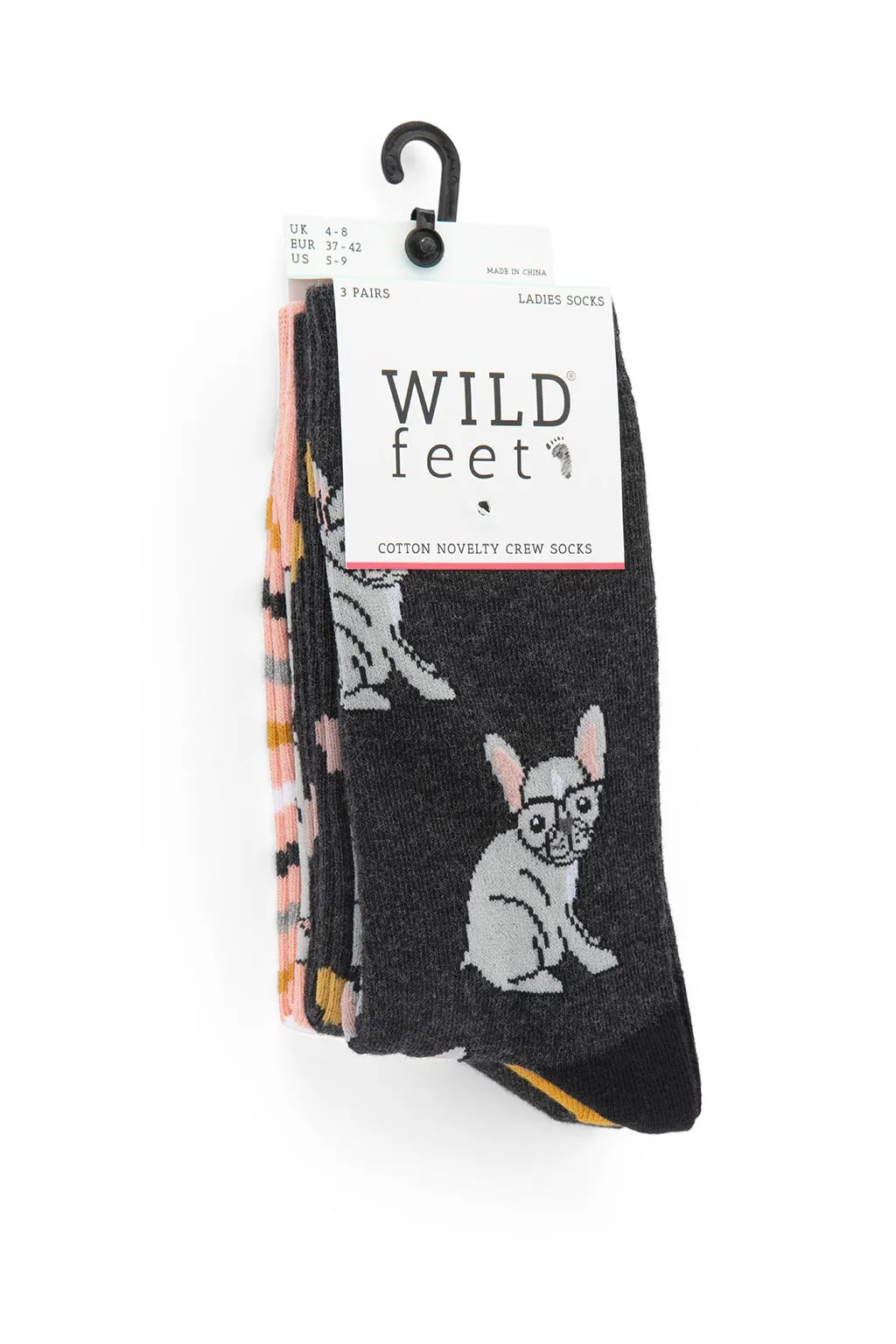 Ladies French Bulldog Socks - 3 Pair Pack