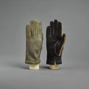 Ladies Gloves from Greygreen/Black Goatskin lined with Cashmere