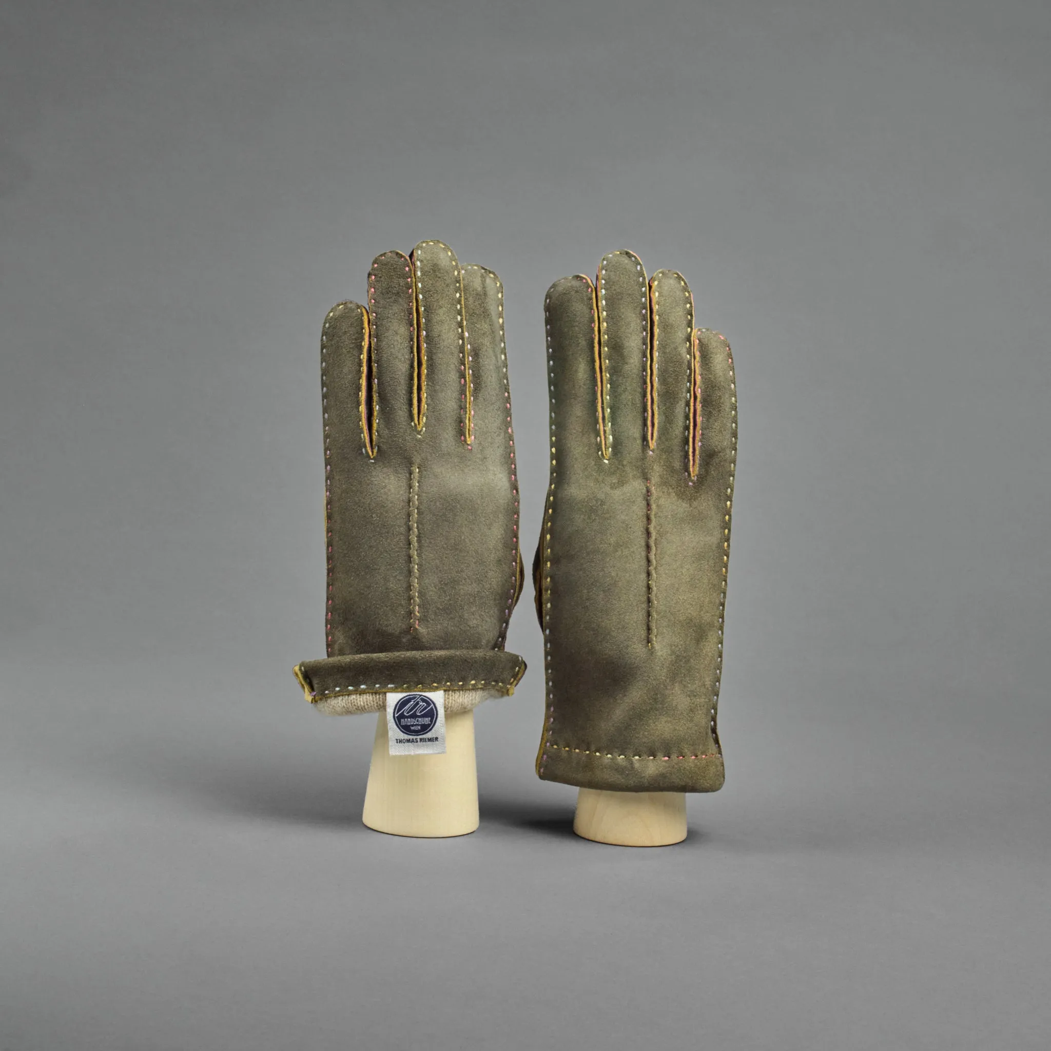 Ladies Gloves from Greygreen/Black Goatskin lined with Cashmere